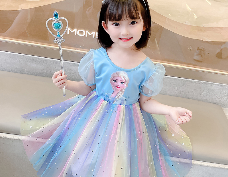 Dv546 - Đầm Công Chúa Elsa Dễ Thương Cho Bé - Màu Xanh | Đầm Công Chúa |  Moby.Com.Vn